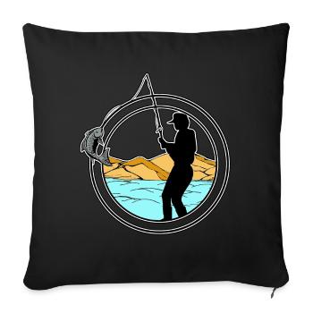 Angler - Fisherman - Sofakissenbezug 45 x 45 cm - Schwarz - Vorne