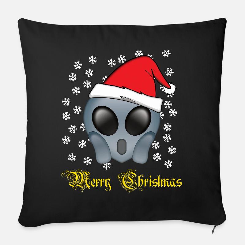 Weihnachten Alien Merry Christmas Geschenk - Sofakissenbezug 45 x 45 cm - Schwarz