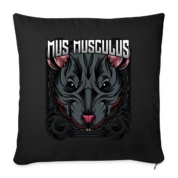 Mus Musculus | Hausmaus Maus Mäuschen Geschenk - Sofakissenbezug 45 x 45 cm - Schwarz - Vorne