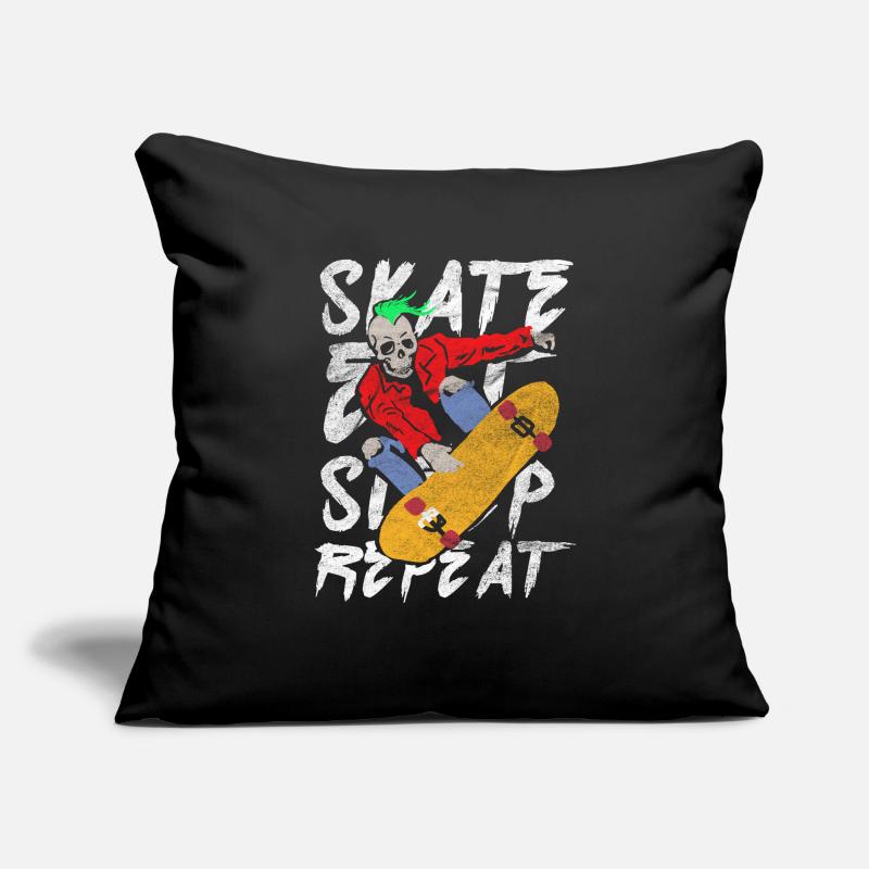 Manger dormir Répéter Skateboard Skateboard Crâne Housse de coussin décorative 45 x 45 cm
