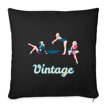 Retro Pin Up Girls vintage sexy femme nostalgie - Housse de coussin décorative 45 x 45 cm - noir - Devant