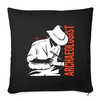 Travail d'archéologue - Housse de coussin décorative 45 x 45 cm - noir - Devant