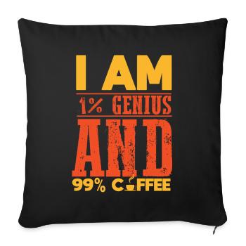 Café café génie blague cadeau drôle t-shirt - Housse de coussin décorative 45 x 45 cm - noir - Devant