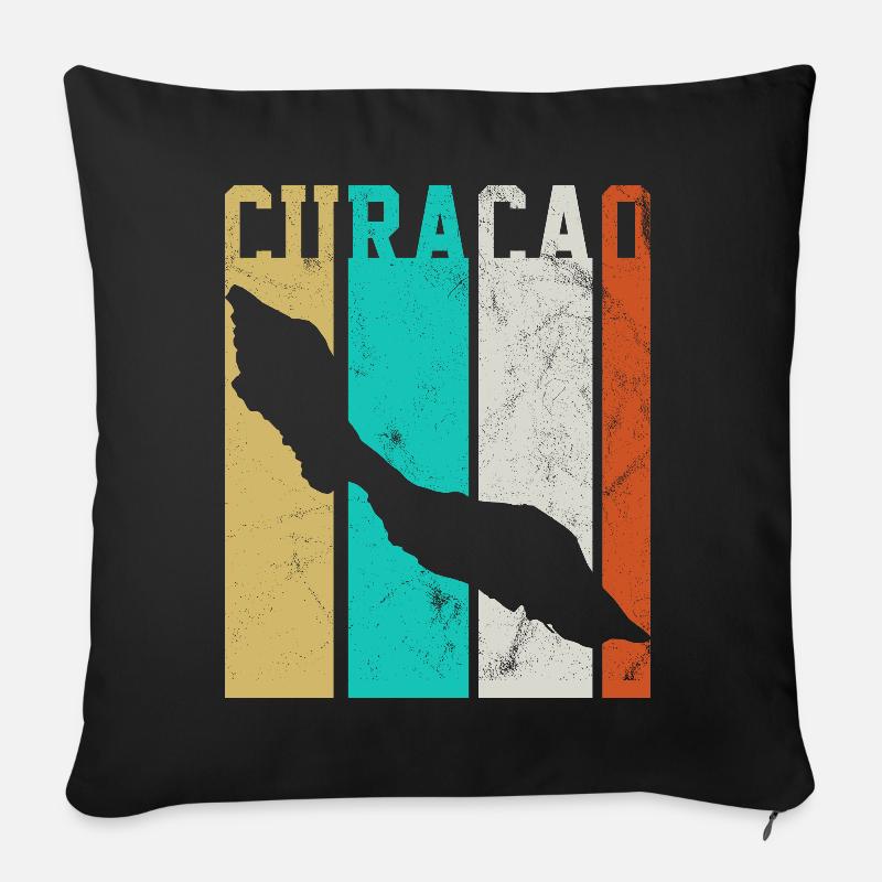 CURACAO LANDKARTE RETRO - Sofakissenbezug 45 x 45 cm - Schwarz