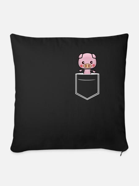 Brusttasche Schwein - Sofakissenbezug 45 x 45 cm - Schwarz