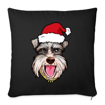 Zwergschnauzer Weihnachten Hund Zwerg Schnauzer - Sofakissenbezug 45 x 45 cm - Schwarz - Vorne