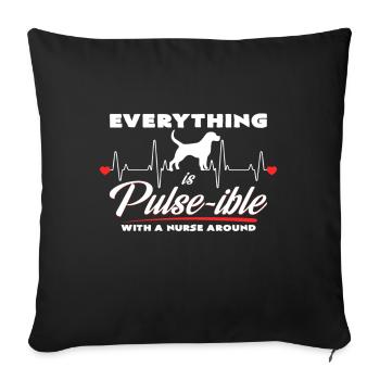 Infirmière Amour Chien - Housse de coussin décorative 45 x 45 cm - noir - Devant