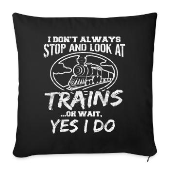 Trains - Sofa pillowcase 17,3'' x 17,3'' (45 x 45 cm) - black - Front