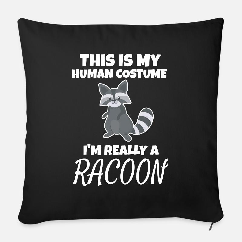 raton laveur - Housse de coussin décorative 45 x 45 cm - noir