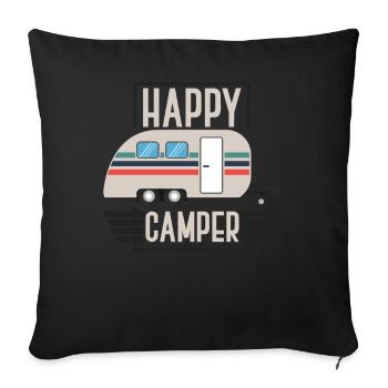 Campeur heureux - Housse de coussin décorative 45 x 45 cm - noir - Devant
