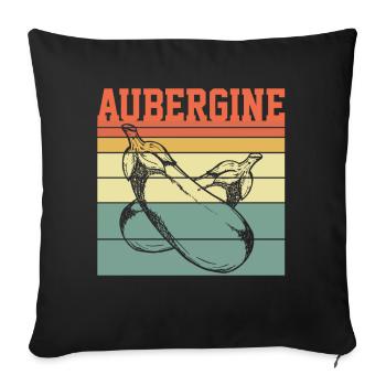 Vegan Eggplant Retro TShirt Organic Eco - Sofa pillowcase 17,3'' x 17,3'' (45 x 45 cm) - black - Front