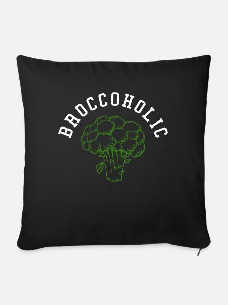 Vegan Brokkoli Gemuese TShirt Bio Abnehmen - Sofakissenbezug 45 x 45 cm - Schwarz