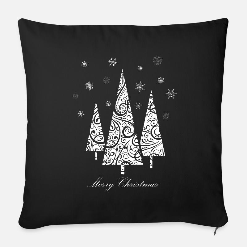 Arbres de noël arbre de noël joyeux noel - Housse de coussin décorative 45 x 45 cm - noir