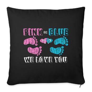 Pink or Blue - Sofa pillowcase 17,3'' x 17,3'' (45 x 45 cm) - black - Front