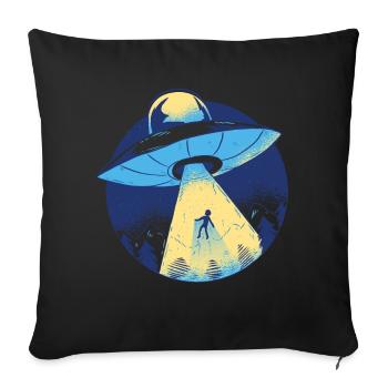 Alien Ufo Raumschiff - Sofakissenbezug 45 x 45 cm - Schwarz - Vorne