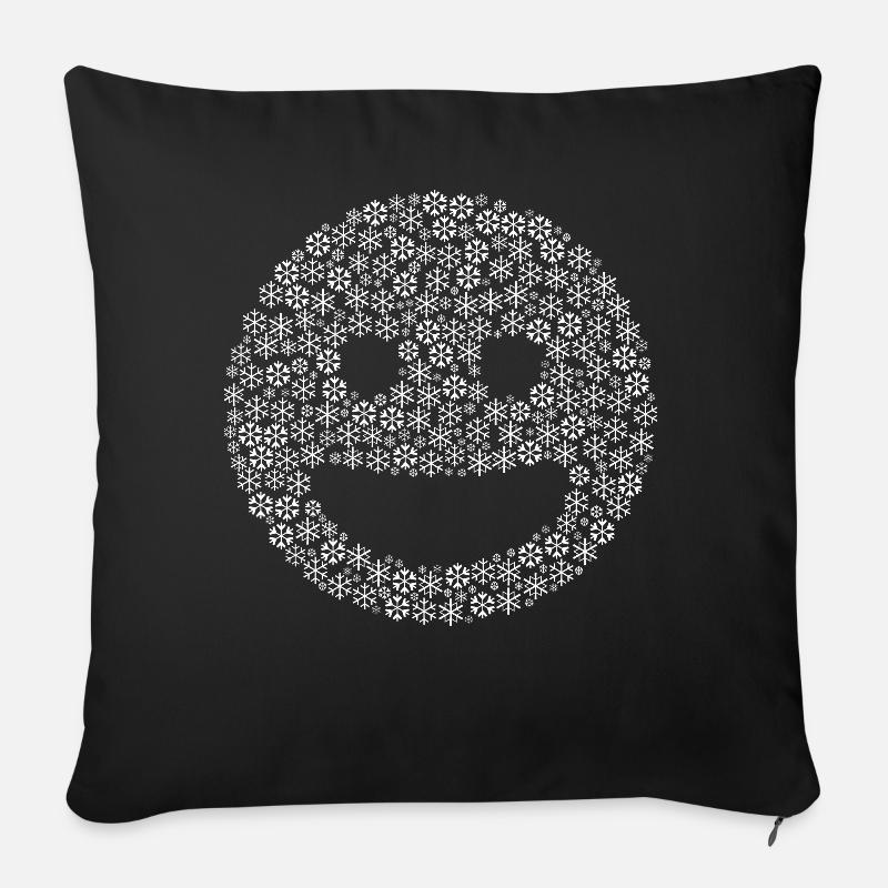 Schneeflocken Wortwolke in grin Form (yellow) - Sofakissenbezug 45 x 45 cm - Schwarz