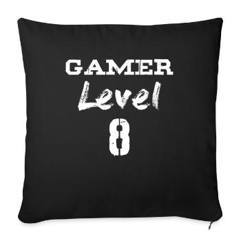 Gamer Level 8 years - Sofa pillowcase 17,3'' x 17,3'' (45 x 45 cm) - black - Front