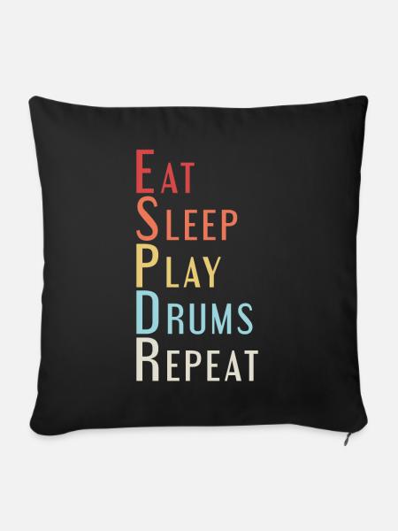 Eat Sleep Drums - Sofakissenbezug 45 x 45 cm - Schwarz