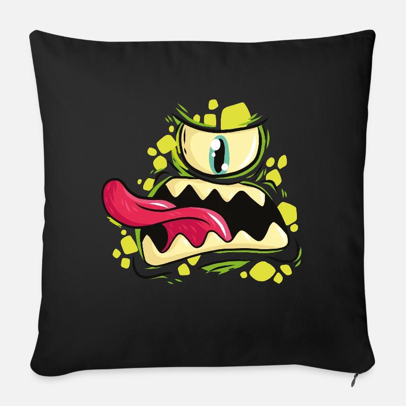 Monster Gesicht - Sofakissenbezug 45 x 45 cm - Schwarz