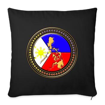 Carte du drapeau des Philippines - Housse de coussin décorative 45 x 45 cm - noir - Devant