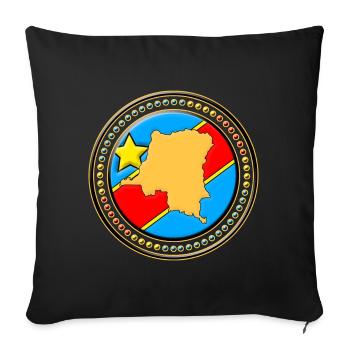 Kongo - Congo Flagge Landkarte - Sofakissenbezug 45 x 45 cm - Schwarz - Vorne