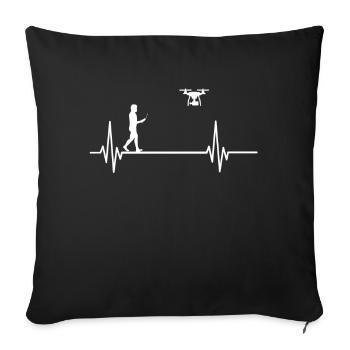 Drone Drone Heartbeat Pulse ECG Heart - Sofa pillowcase 17,3'' x 17,3'' (45 x 45 cm) - black - Front
