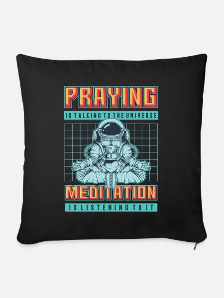 Cosmos - Praying - Meditation - Sofakissenbezug 45 x 45 cm - Schwarz