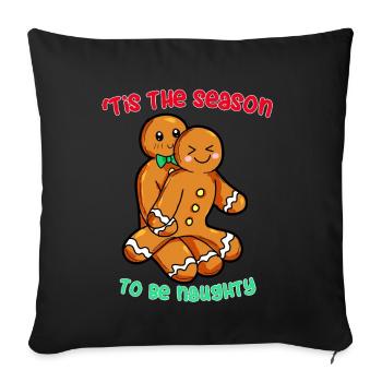 ungezogenes Lebkuchen Pärchen versaut Weihnachten - Sofakissenbezug 45 x 45 cm - Schwarz - Vorne