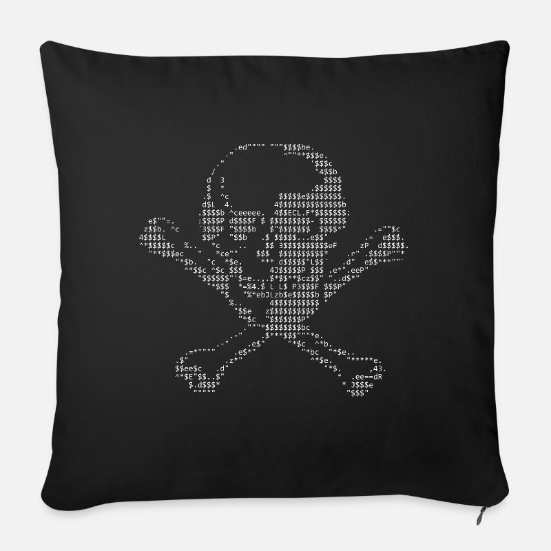 Crâne ASCII - Housse de coussin décorative 45 x 45 cm - noir
