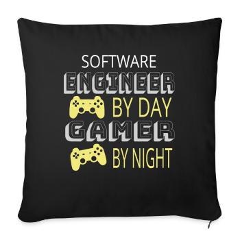 Funny - Software Engineer by Day Gamer by Night - Sofakissenbezug 45 x 45 cm - Schwarz - Vorne