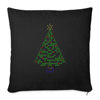 Christmas tree ASCII art - Sofa pillowcase 17,3'' x 17,3'' (45 x 45 cm) - black - Front