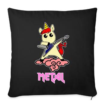 Licorne métallique - La licorne aime le métal - Housse de coussin décorative 45 x 45 cm - noir - Devant