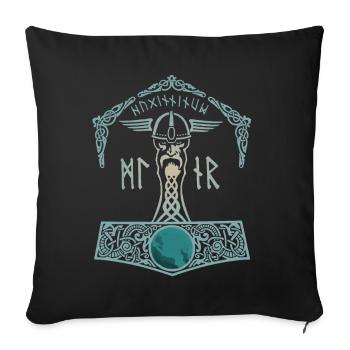 Thor Hammer Mjölnir Walhalla Wikinger Männer - Sofakissenbezug 45 x 45 cm - Schwarz - Vorne