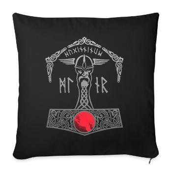 Thor Marteau Mjölnir Walhalla Vikings Hommes Thors - Housse de coussin décorative 45 x 45 cm - noir - Devant