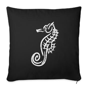 Sea horse fish tattoo - Sofa pillowcase 17,3'' x 17,3'' (45 x 45 cm) - black - Front