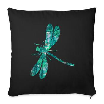 Aile de jardin libellule - Housse de coussin décorative 45 x 45 cm - noir - Devant