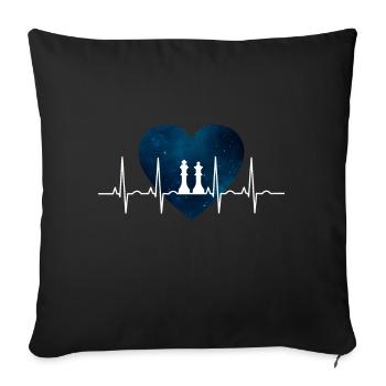 Dame du roi des échecs - Housse de coussin décorative 45 x 45 cm - noir - Devant