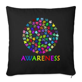 Sensibilisation à l'autisme - Housse de coussin décorative 45 x 45 cm - noir - Devant