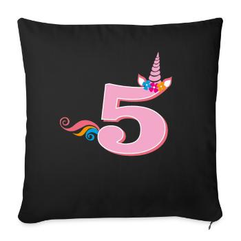 5th Birthday Unicorn - Sofa pillowcase 17,3'' x 17,3'' (45 x 45 cm) - black - Front