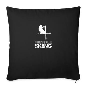 Freestyle Ski skiing cadeau - Housse de coussin décorative 45 x 45 cm - noir - Devant