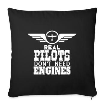 Pilote planeur planeur cadeau avion - Housse de coussin décorative 45 x 45 cm - noir - Devant