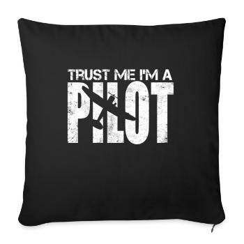 Pilote cadeau avion planeur planeur - Housse de coussin décorative 45 x 45 cm - noir - Devant