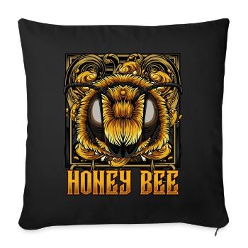Abeille moderne | Cadeau tendance de guêpe d'abeille - Housse de coussin décorative 45 x 45 cm - noir - Devant