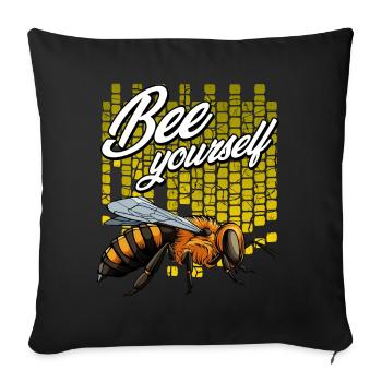 Bee Yourself abeille jeu de mots jeu insecte - Housse de coussin décorative 45 x 45 cm - noir - Devant