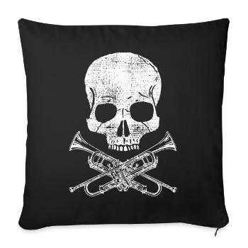 Trompettes Skull Player Faire de la musique - Housse de coussin décorative 45 x 45 cm - noir - Devant