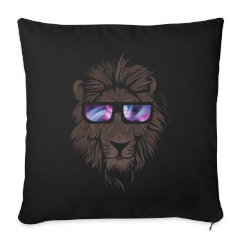 Lion cool avec des lunettes gros chat cadeau lionne - Housse de coussin décorative 45 x 45 cm - noir - Devant