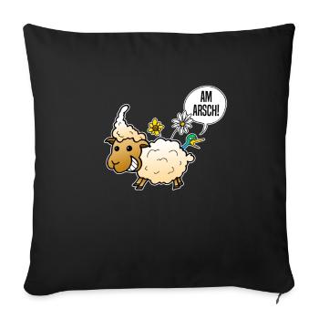 Am Arsch Schaf Lustig Blumen Comic Sarkasmus - Sofakissenbezug 45 x 45 cm - Schwarz - Vorne