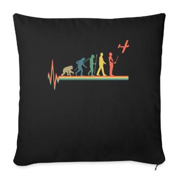 Modèle Flight Evolution Retro Vintage Designer - Housse de coussin décorative 45 x 45 cm - noir - Devant