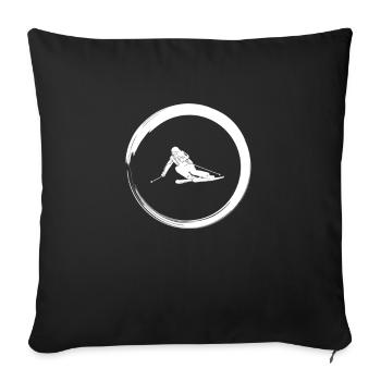 Ski Skier Skifahren Skifahrer Skiurlaub - Housse de coussin décorative 45 x 45 cm - noir - Devant