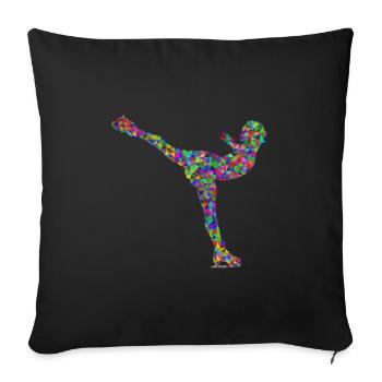 Patinage artistique Patin à glace - Housse de coussin décorative 45 x 45 cm - noir - Devant